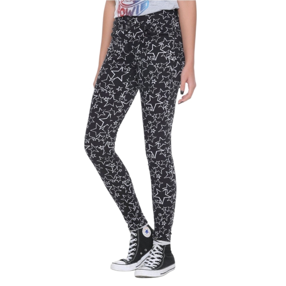 Blackheart Black and White Star Print Women Jeans